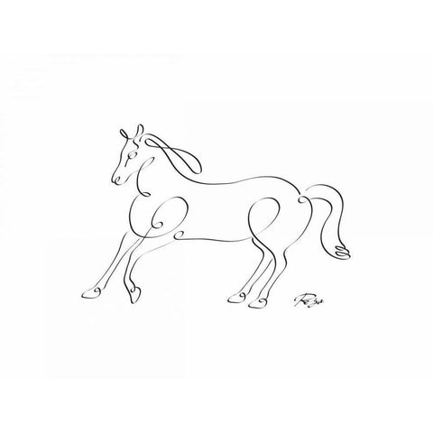 Horse Black Modern Wood Framed Art Print by Mahdavi, Gholam Reza