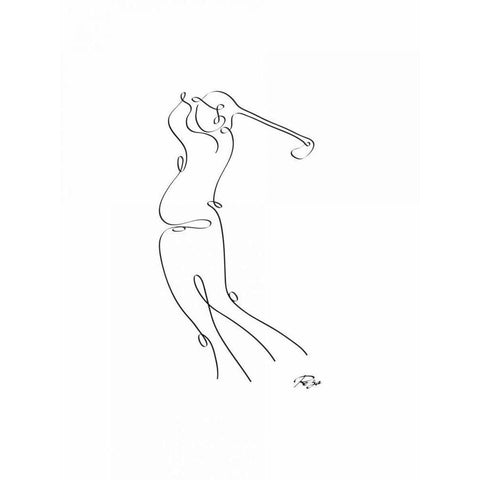 Golfer White Modern Wood Framed Art Print by Mahdavi, Gholam Reza