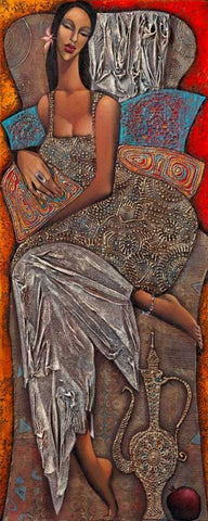 Tagesruhe Black Ornate Wood Framed Art Print with Double Matting by Tsantekidou, Rose