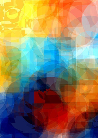 blue center White Modern Wood Framed Art Print with Double Matting by Lorenz, Peter