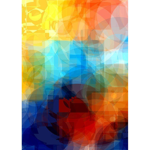 blue center Gold Ornate Wood Framed Art Print with Double Matting by Lorenz, Peter