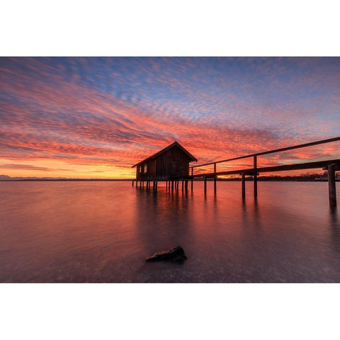 Sonnenuntergang am Ammersee Gold Ornate Wood Framed Art Print with Double Matting by Scholz, Markus