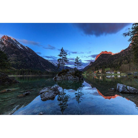 Morgens am Hintersee Black Modern Wood Framed Art Print with Double Matting by Scholz, Markus