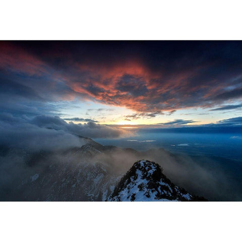 Sonnenuntergang am Herzogstand Black Modern Wood Framed Art Print with Double Matting by Scholz, Markus