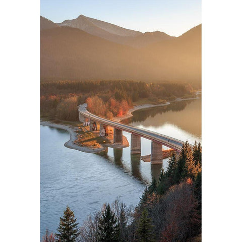 Sylvensteinspeicher im Herbst White Modern Wood Framed Art Print by Scholz, Markus