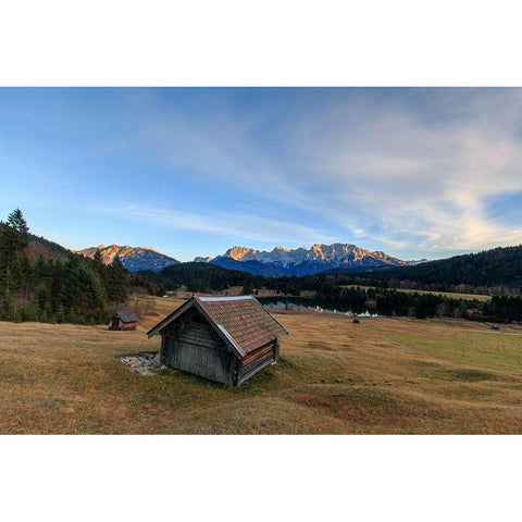 Der Geroldsee in Bayern White Modern Wood Framed Art Print by Scholz, Markus