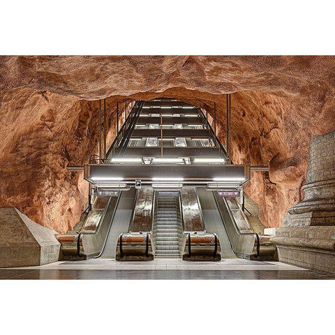 Radhuset Gold Ornate Wood Framed Art Print with Double Matting by Belhadi, Michael