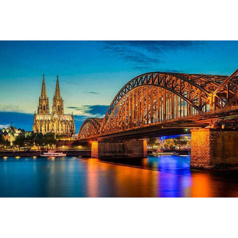 KÃ¶ln - Dom Sunset Gold Ornate Wood Framed Art Print with Double Matting by Abid, Michael