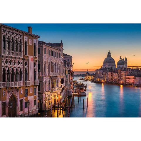 Sunrise at the Grand Canal Black Modern Wood Framed Art Print by Abid, Michael