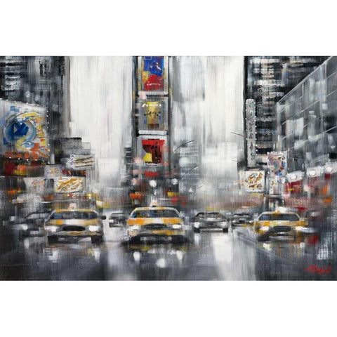 Taxi II Black Modern Wood Framed Art Print with Double Matting by Madjid