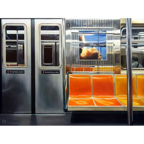 NYC Subway Reflections Black Modern Wood Framed Art Print by Schuh, Michael