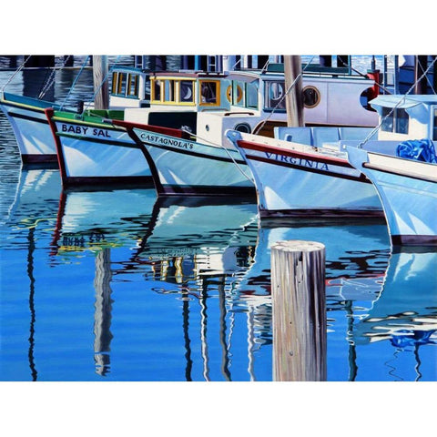 Fishermans Wharf Reflections Black Modern Wood Framed Art Print with Double Matting by Schuh, Michael