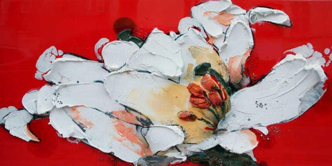 Giglio White Modern Wood Framed Art Print with Double Matting by Beletti, Nicole