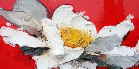Peonia in rosso White Modern Wood Framed Art Print with Double Matting by Beletti, Nicole