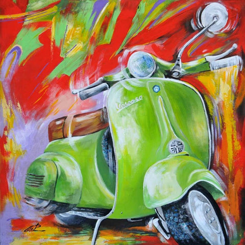 Vespa I White Modern Wood Framed Art Print with Double Matting by Colle, Pasquale