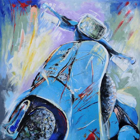 Vespa III Black Modern Wood Framed Art Print with Double Matting by Colle, Pasquale