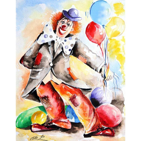 Clown II Black Modern Wood Framed Art Print with Double Matting by Colle, Pasquale