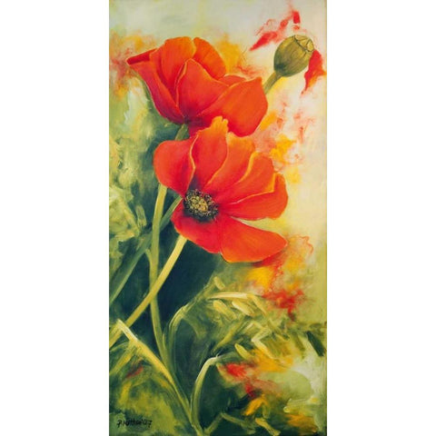 Mohnbluten I Black Modern Wood Framed Art Print with Double Matting by Ruther, Petra