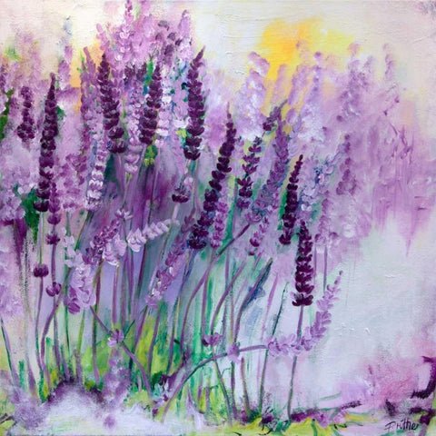 Lavendel I Black Ornate Wood Framed Art Print with Double Matting by Ruther, Petra