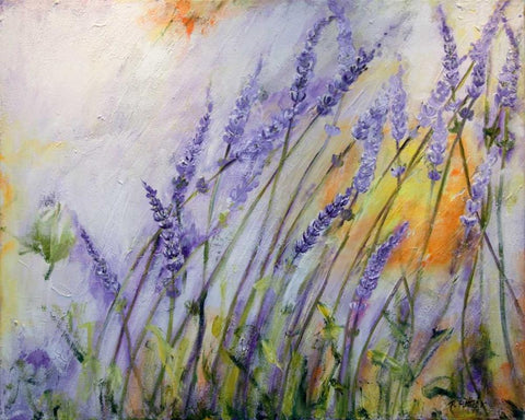 Lavendel III White Modern Wood Framed Art Print with Double Matting by Ruther, Petra