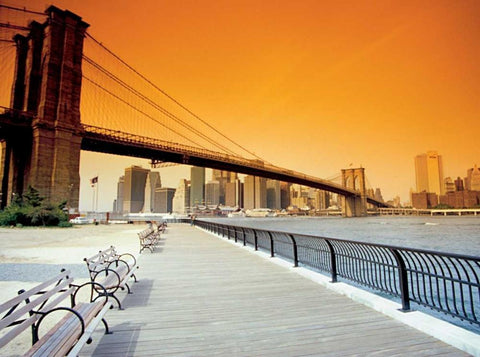 Manhattans exit White Modern Wood Framed Art Print with Double Matting by Reis, Thomas