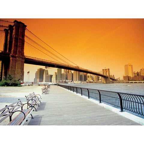 Manhattans exit Black Modern Wood Framed Art Print with Double Matting by Reis, Thomas