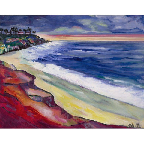Sunset at La Jolla Black Modern Wood Framed Art Print by Montel, SÃ©bastien