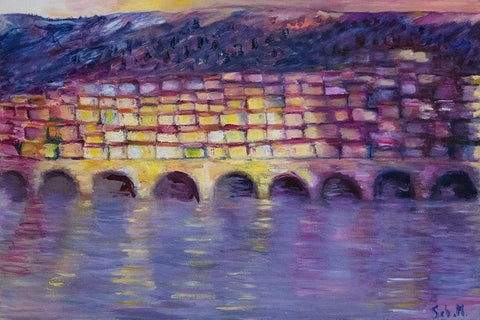 Menton Black Ornate Wood Framed Art Print with Double Matting by Montel, SÃ©bastien