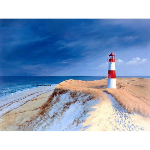 Leutturm bei List-Sylt White Modern Wood Framed Art Print by Schneider, Sigur