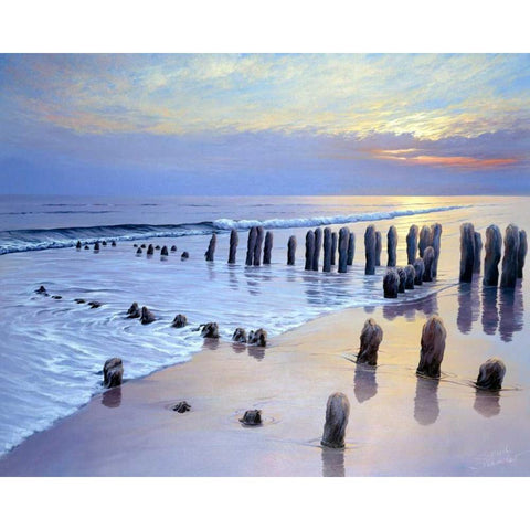 Sunset at Ostsee coast I Gold Ornate Wood Framed Art Print with Double Matting by Schneider, Sigur