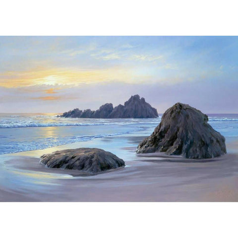 Sunset at Big Sur Black Modern Wood Framed Art Print by Schneider, Sigur