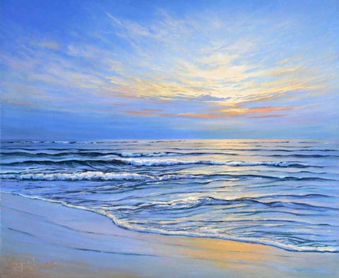 Sunset at Ostsee coast II Black Ornate Wood Framed Art Print with Double Matting by Schneider, Sigur