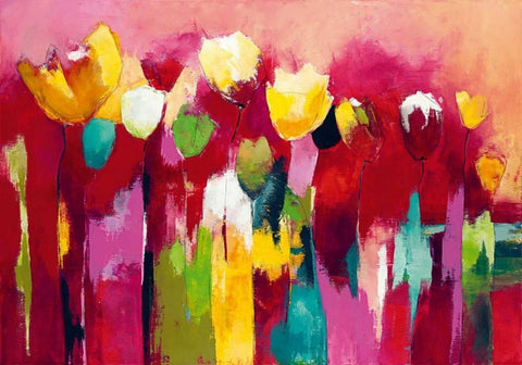 Townflowers II White Modern Wood Framed Art Print with Double Matting by Strunk, Anne L.