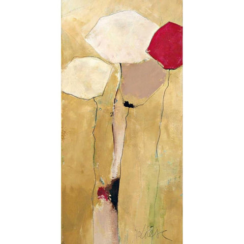 White flowers with red 2 Gold Ornate Wood Framed Art Print with Double Matting by Strunk, Anne L.