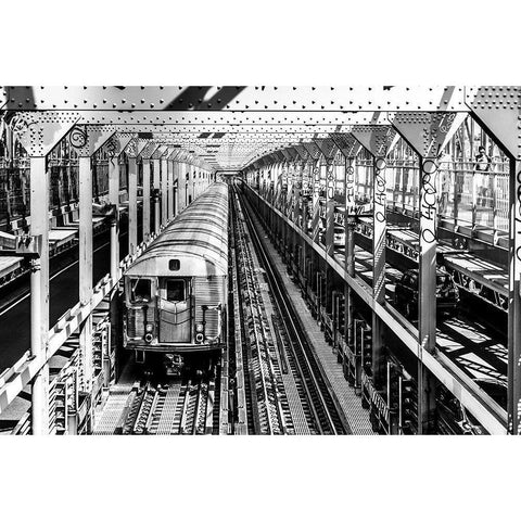 New York Train White Modern Wood Framed Art Print by Seifinger, Toby