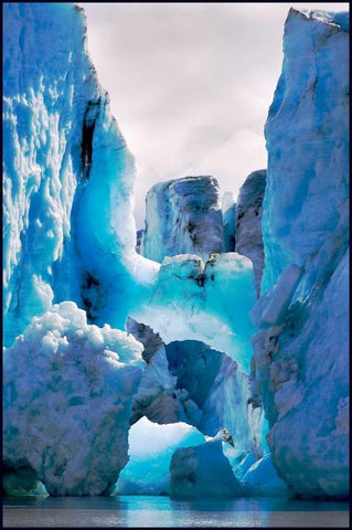 Blue Ice White Modern Wood Framed Art Print with Double Matting by Stalowy, John