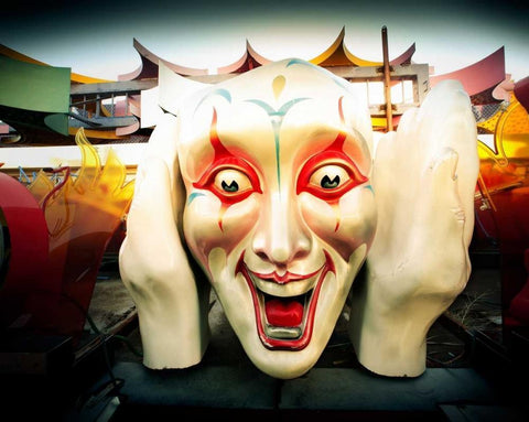 Clown Face Black Ornate Wood Framed Art Print with Double Matting by Stalowy, John