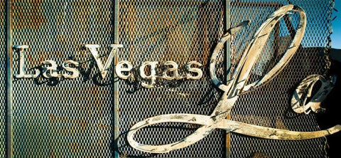 Las Vegas Sign Black Ornate Wood Framed Art Print with Double Matting by Stalowy, John