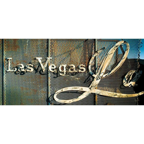 Las Vegas Sign Gold Ornate Wood Framed Art Print with Double Matting by Stalowy, John