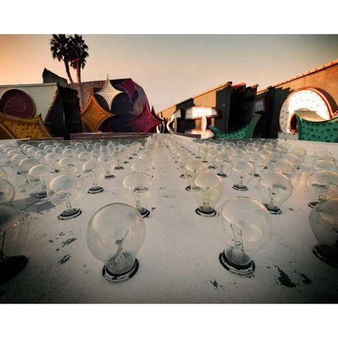 Light Bulbs Black Modern Wood Framed Art Print with Double Matting by Stalowy, John