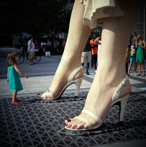 Marilyn and Girl White Modern Wood Framed Art Print with Double Matting by Stalowy, John