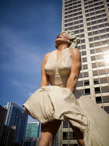 Marilyn Standing Black Ornate Wood Framed Art Print with Double Matting by Stalowy, John