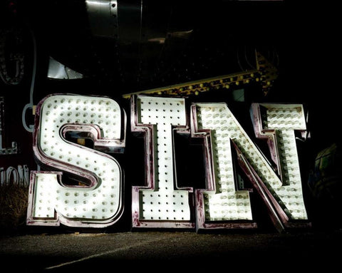 Sin White Modern Wood Framed Art Print with Double Matting by Stalowy, John