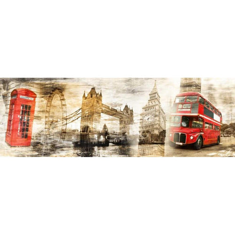 Collage London 01 White Modern Wood Framed Art Print by Adamsky