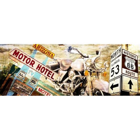 Route 66 Gold Ornate Wood Framed Art Print with Double Matting by Adamsky