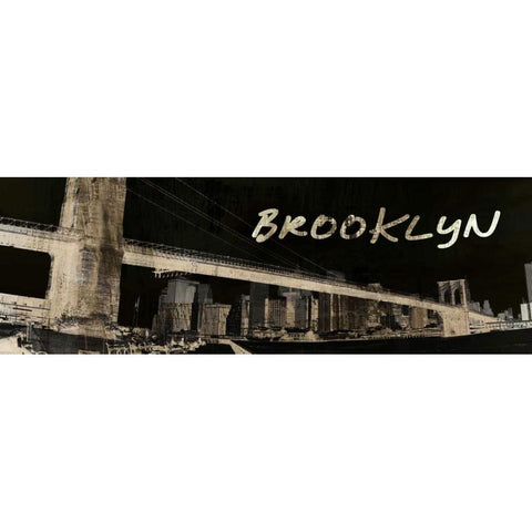 Brooklyn Black Modern Wood Framed Art Print with Double Matting by Adamsky