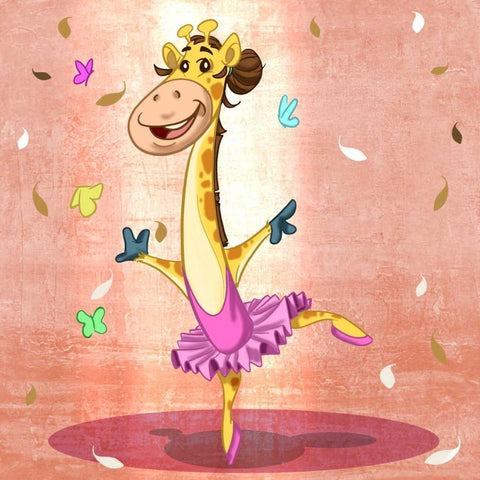 The giraffe dancer Black Modern Wood Framed Art Print by Alvez, A. - Perez, A.