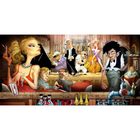 Jam Session White Modern Wood Framed Art Print by Alvez, A. - Perez, A.