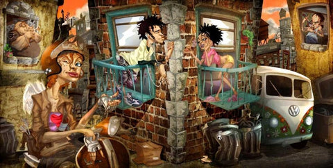 Loves Street White Modern Wood Framed Art Print with Double Matting by Alvez, A. - Perez, A.