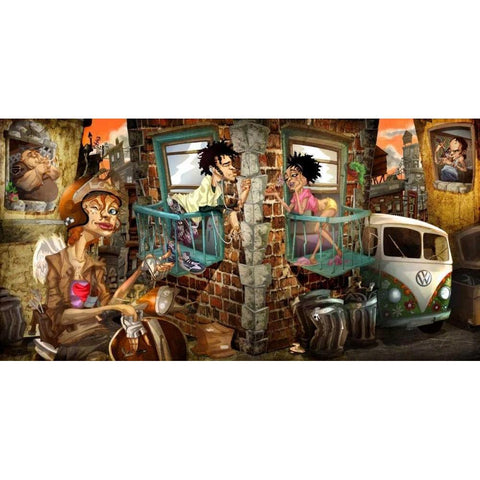 Loves Street Black Modern Wood Framed Art Print by Alvez, A. - Perez, A.